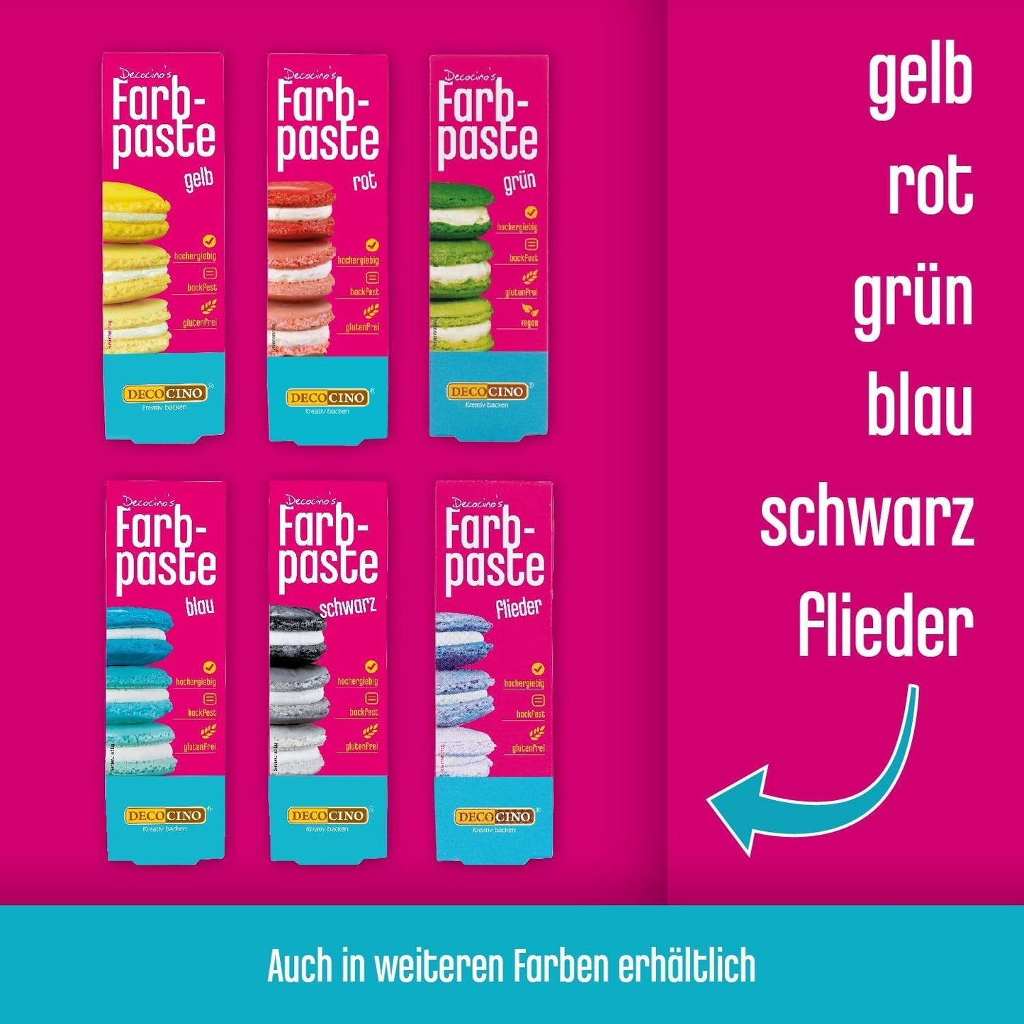 DECOCINO rosa Farbpaste – 20 g – Lebensmittelfarbe, ideal zum Färben von Kuchen, Fondant und Cremes – frei von Azo-Fettsäuren und Gluten