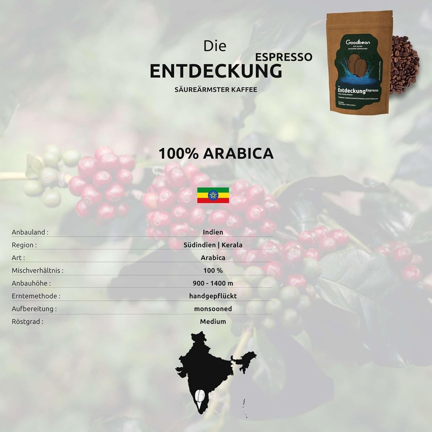 Entdeckung - Espresso | Kaffeebohnen 500g - 100% Arabica | für Vollautomaten/Siebträger/Espresso | Ganze Kaffeebohnen | Frische Kaffeebohnen
