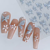 Aurora Muschel Schmetterling Nagelsticker Weiß Schmetterlinge Nail Sticker Gelee Relief Butterfly Nagelaufkleber Y2K Butterflies Nagel Sticker Nägel Nageldesign Nagel Zubehör Nail Art Sticker Nailart