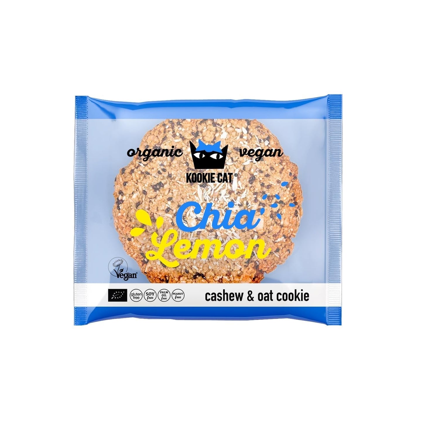 Chia und Zitrone – Einzeln verpackte vegane Kekse, glutenfrei, sojafrei, biologisch, Cashew und Hafer – 12 x 50 g Multipack