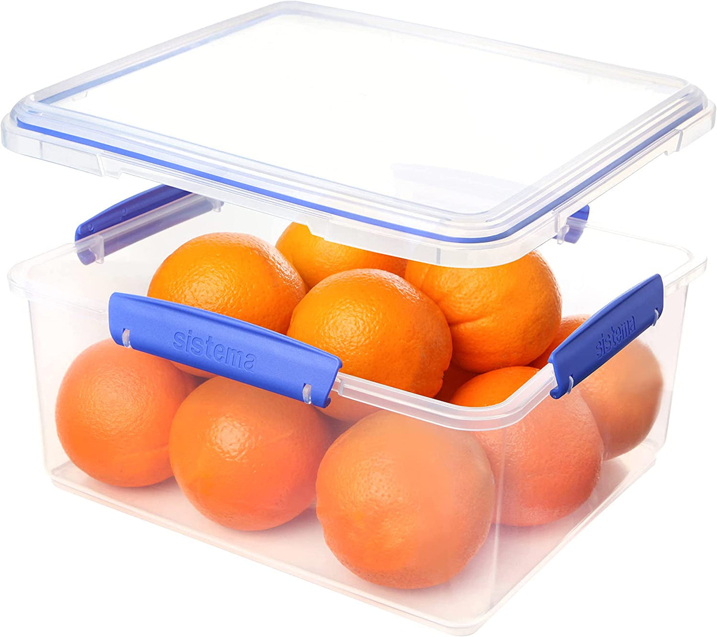 KLIP IT System Vorratsdose für Lebensmittel, 5 Liter, stapelbar, auslaufsicher, Vorratsdose mit Deckel, für Kühlschrank/Gefrierschrank geeignet, BPA-freier Kunststoff, blaue Klammern, 1 Stück (2 Stück), Aufbewahrungsboxen für Lebensmittel, Naty Shop