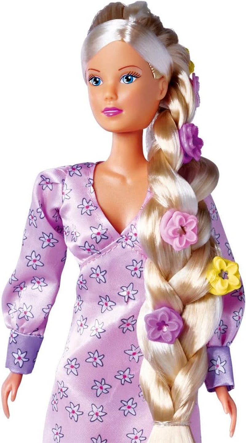 Simba 105733640 - Steffi Love Flower Hair, Puppe mit extra langen Haaren, inklusive 6 Clips, Zopfzubehör und Kamm, 29 cm, ab 3 Jahren