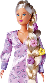 Simba 105733640 - Steffi Love Flower Hair, Puppe mit extra langen Haaren, inklusive 6 Clips, Zopfzubehör und Kamm, 29 cm, ab 3 Jahren