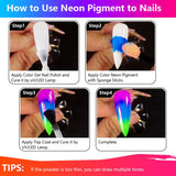 Neon Phosphor Pigment Pulver Für Nägel Lidschatten - 12 Farben Neon Nagel Glitzer Augenpulver Maniküre Halloween Neon Make-Up Dekoration Nail Art Staub Pigment