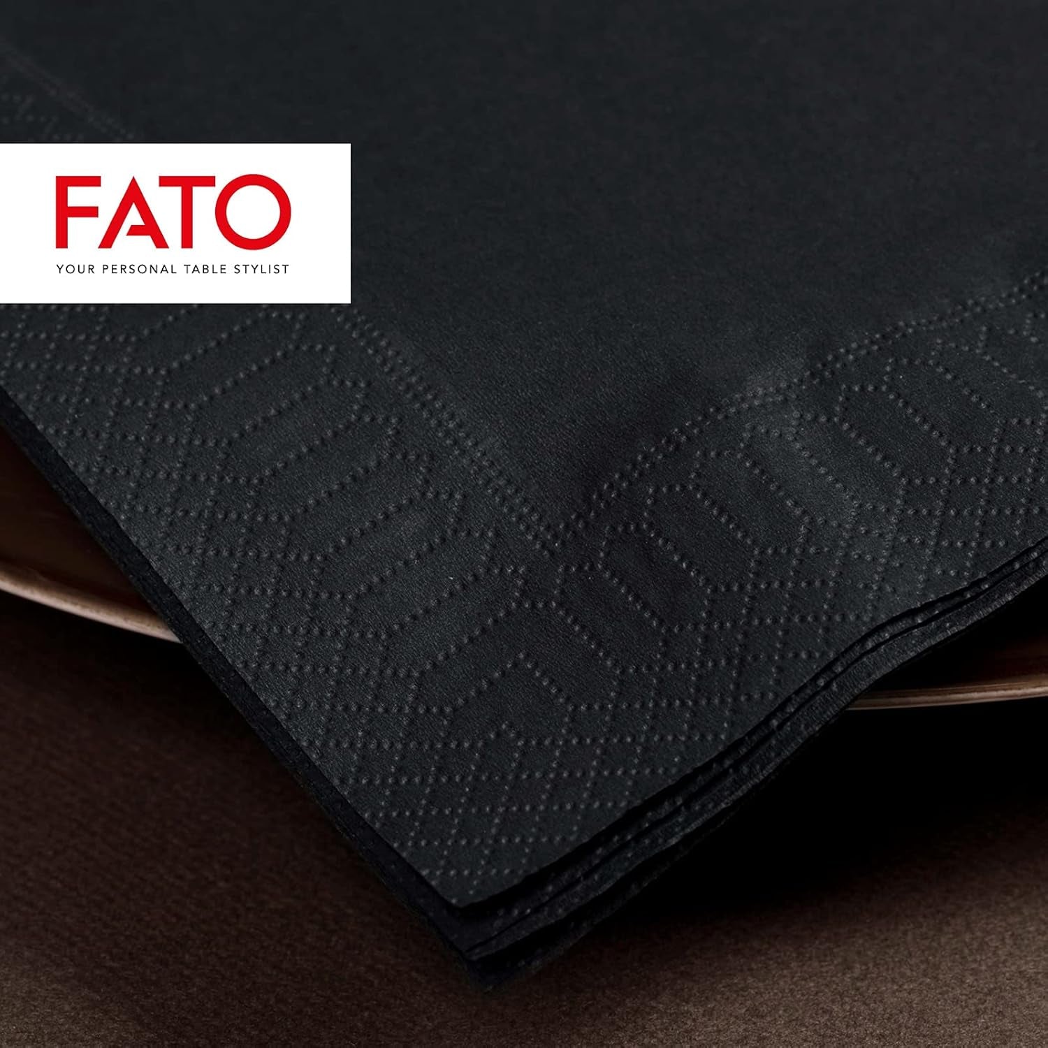 , Einweg-Papierservietten, ideal für zwanglose Mittagessen und Buffets, Packung mit 50 Servietten, Größe 33 x 33, 4-lagig, 2-lagig, schwarz, FSC-zertifiziert (2er-Pack)