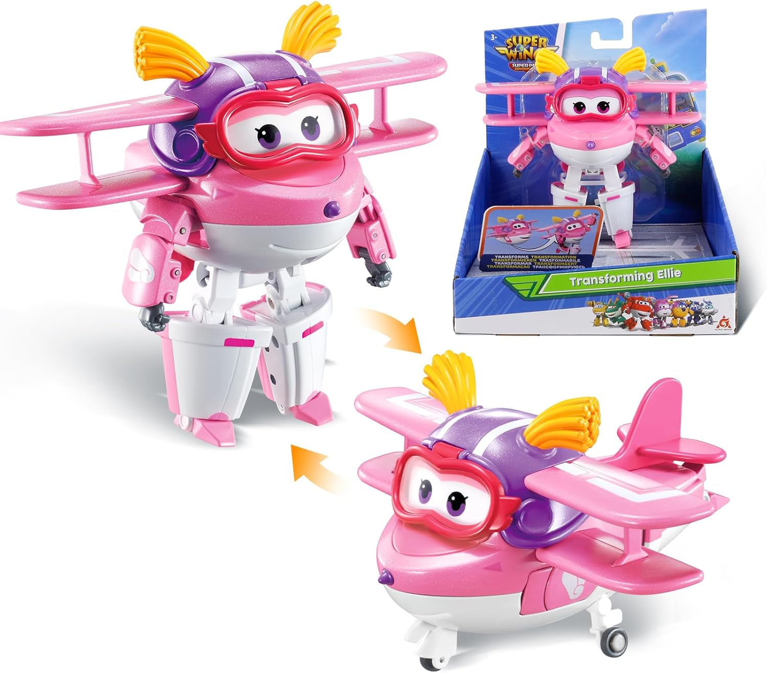 Super Wings 5" Transforming Characters 2er-Pack Transforming Supercharged Jett + Tino Transformer Spielzeug für Jungen und Mädchen ab 3 Jahren Rote Actionfiguren Naty Shop Ellie
