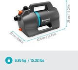 Gardena 4100 Silent Gartenpumpen-Set: Sehr leise und innovative Bewässerungspumpe mit 3,5 m Sauganschluss und 20 m klassischem Schlauch, 4100 l/h Durchfluss, 550 W Motor, wasserdicht, sparsam (9051-20)