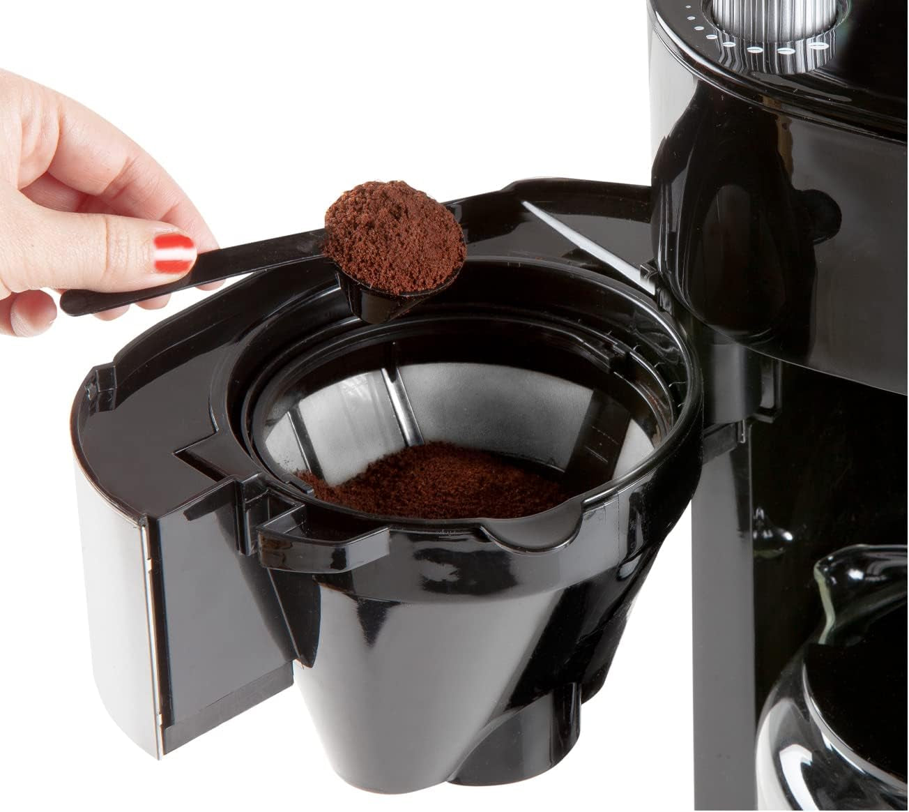 DOMO DO721K Espressomaschine „Grind and Brew“ – Bean-to-Cup-Funktion – LCD-Display – Für gemahlenen Kaffee oder ganze Bohnen – 1,5 l