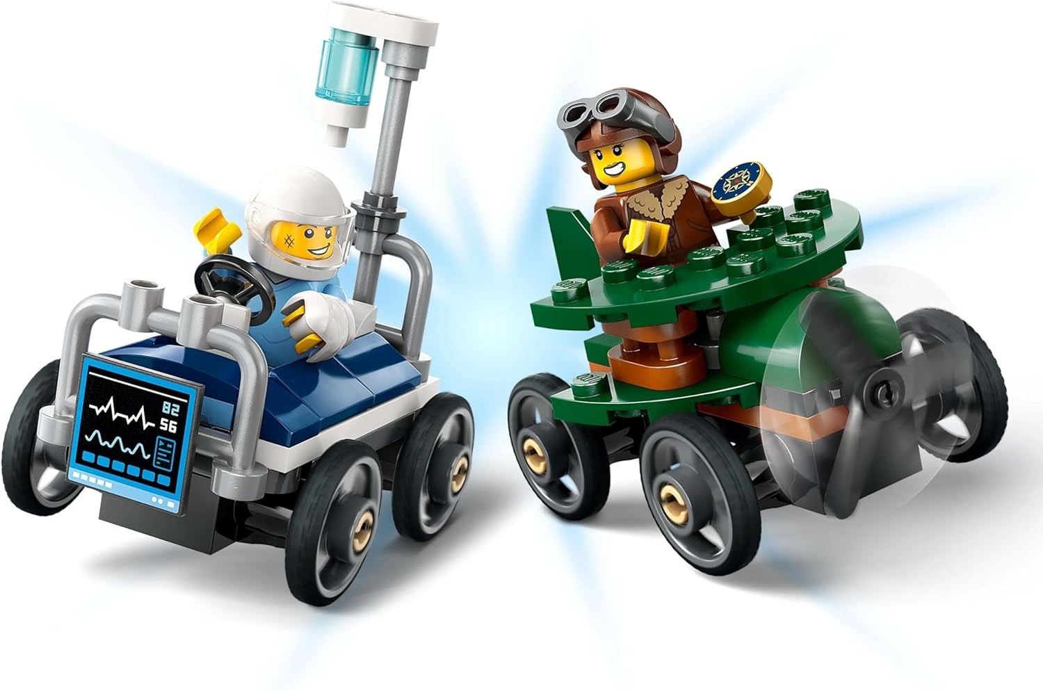 LEGO City Flugzeug vs. Krankenhausbett-Rennwagen-Set – Seifenkistenspielzeug für Jungen und Mädchen ab 5 Jahren – Bausatz mit 2 Minifiguren – Geburtstags- und Weihnachtsgeschenk 60459 Bausätze Besuchen Sie den LEGO-Store