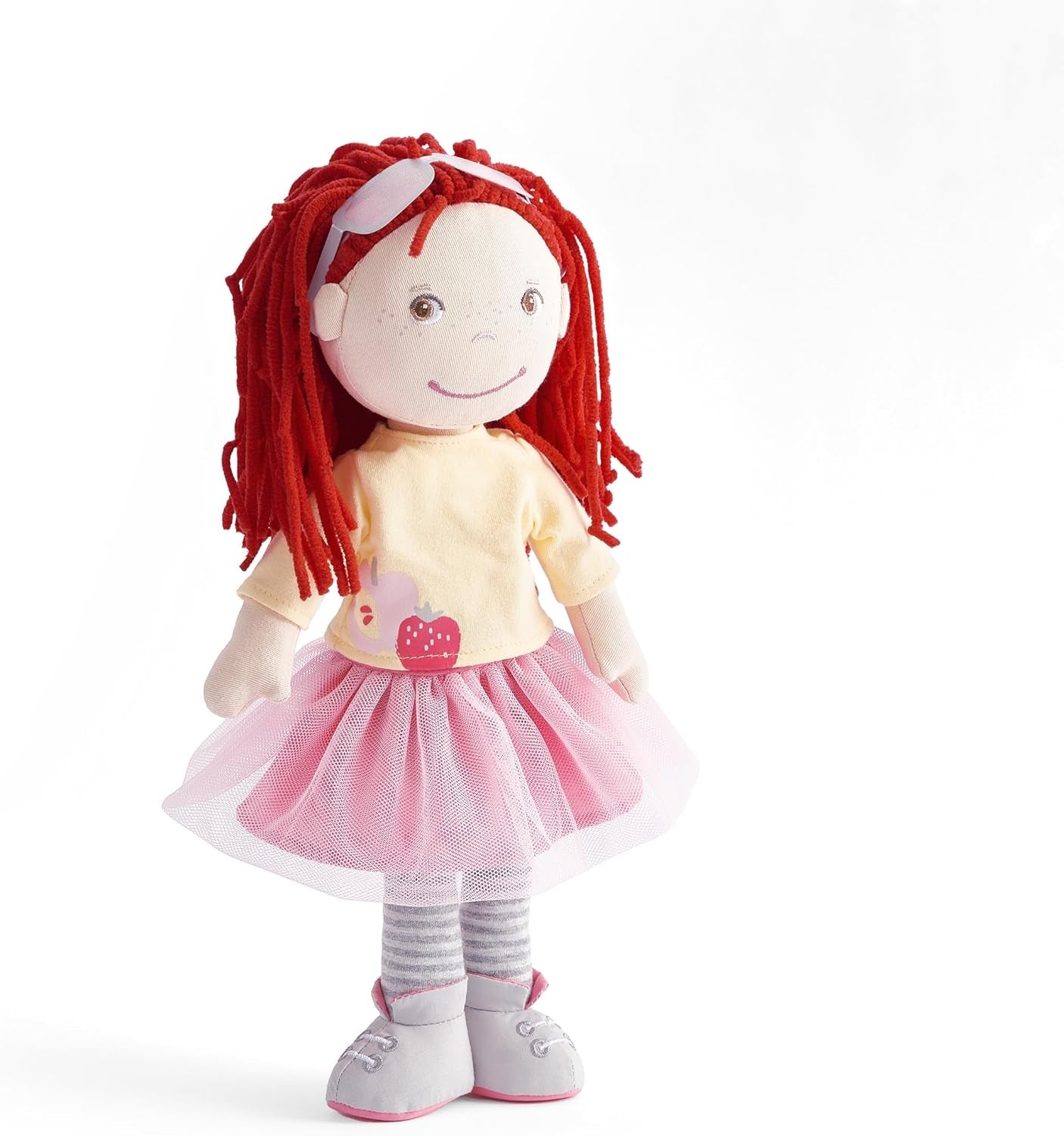 HABA AVA Puppe, 30 cm große Puppe mit Brille, weiche Puppe für Kinder ab 18 Monaten