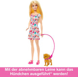 Barbie Dog Duo-Puppe und Zubehör, einschließlich kleiner Hund und großer Hund mit Rollstuhl, Leine, Futternapf, Haustierbett und Leckerliknochen, ab 3 Jahren, HTK37 Naty Shop Dolls