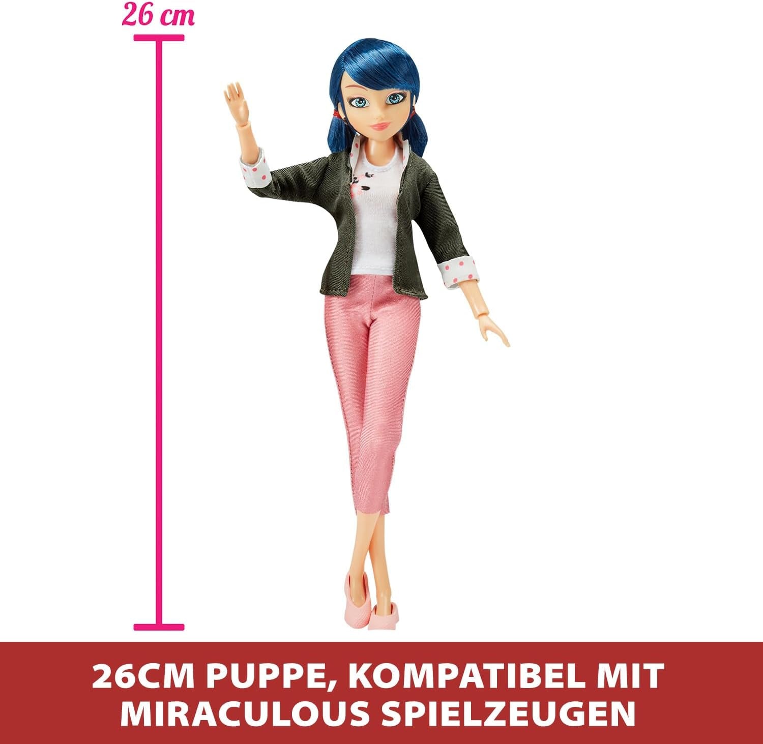 BANDAI – Miraculous Ladybug – Modepuppe Marinette und Ladybug – 26 cm große Gelenkpuppe mit 2 Outfits – Miraculous Toy Gelenkpuppe – Spielzeug für Kinder ab 4 Jahren – P50355