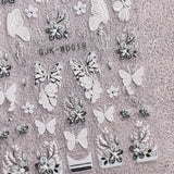 JMEOWIO Nagelsticker Schwarz Weiße Blume 6 Blatt Nail Art Sticker Selbstklebend Nagelaufkleber Frühling Sommer Floral Dekoration Nageldesign Zubehör