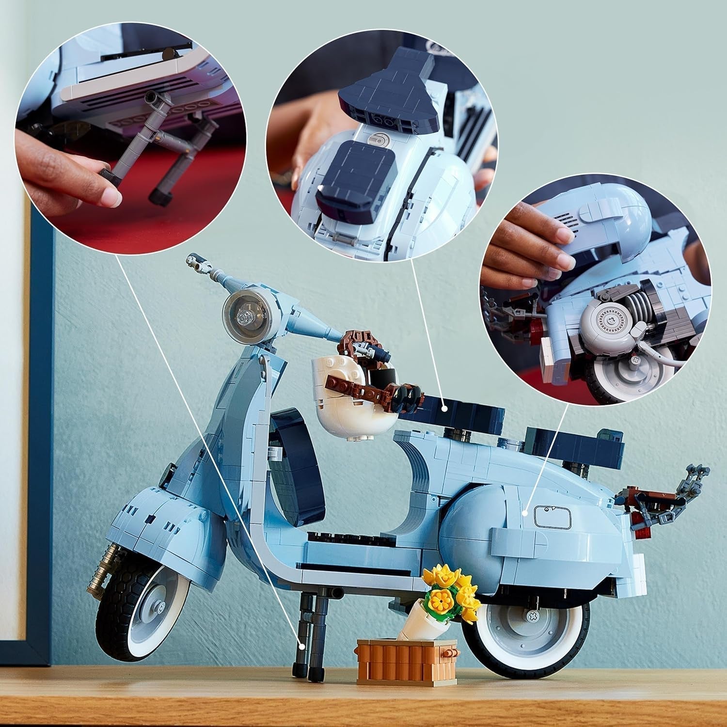 LEGO Icons Vespa 125, baubares Motorradmodell, italienischer Vintage-Roller, Modellbausatz für Erwachsene, Ausstellungsstück als Raumdekoration, Geschenke für Frauen und Männer 10298 Bausätze Besuchen Sie den LEGO-Store