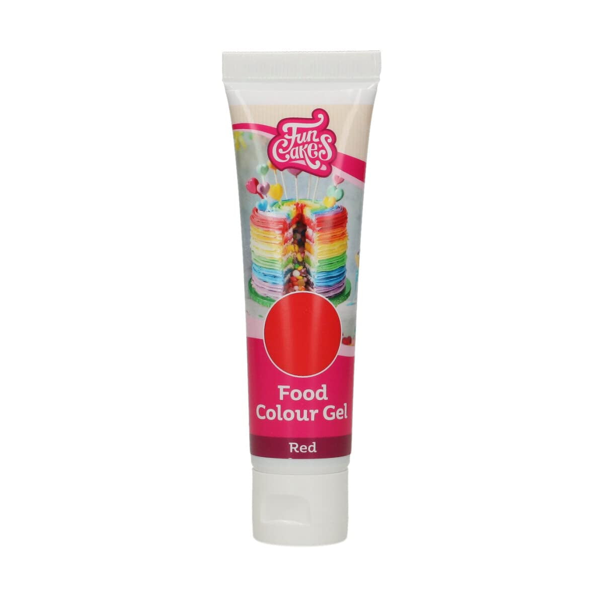 Funcakes Lebensmittelfarbe, rotes Gel: Hochkonzentrierte Lebensmittelfarbe für Teig, Creme, Fondant und Marzipan. Einfache Dosierung. Ein einziger Tropfen, um lebendige Farben zu erzeugen. Halal. 30 g.
