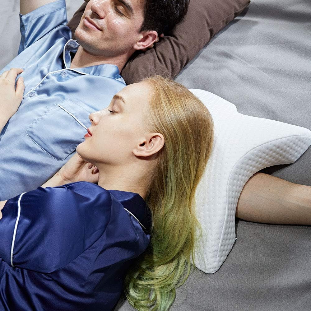 Paar-Seitenschlafkissen, entspannender Arm, gebogenes Memory-Schaum-Kissen, U-förmiges Nackenkissen, Reisekissen, druckloses Seideneis-Seidenkissen, langsame Rückkehr für Paare, orthopädische Halskissen, Naty Shop