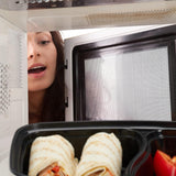 Relaxdays Meal-Prep-Boxen, 10er-Set, 2 Fächer, mikrowellenbeständig, 800 ml, Lebensmittelbox aus Kunststoff mit Deckel, schwarz, Frischhalteboxen Naty Shop