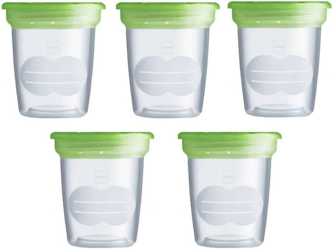 MAM Set mit 5 Behältern für Milch und Lebensmittel, aus Kunststoff, ohne Bpa und Bps. Zubehör Lebensmittel und Stillen Bebe Naty Shop