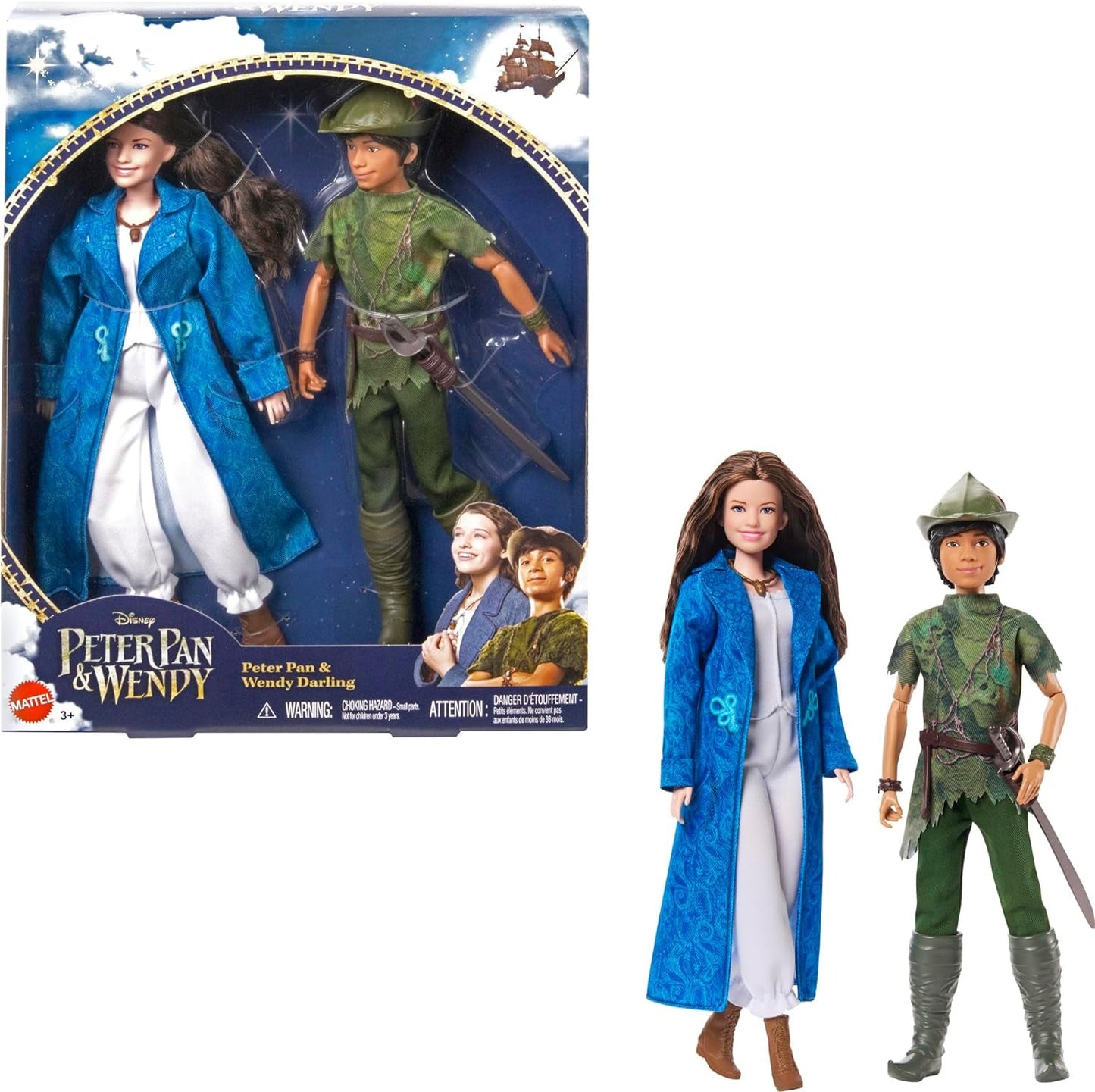 DISNEY Peter Pan & Wendy – Mobile mit typischen Outfits und abnehmbaren Accessoires, weiche Stoffhose, zum Nachspielen von Lieblingsszenen oder zum kreativen Spielen, für Kinder ab 3 Jahren, HNY36 Naty Shop Dolls Standardtitel
