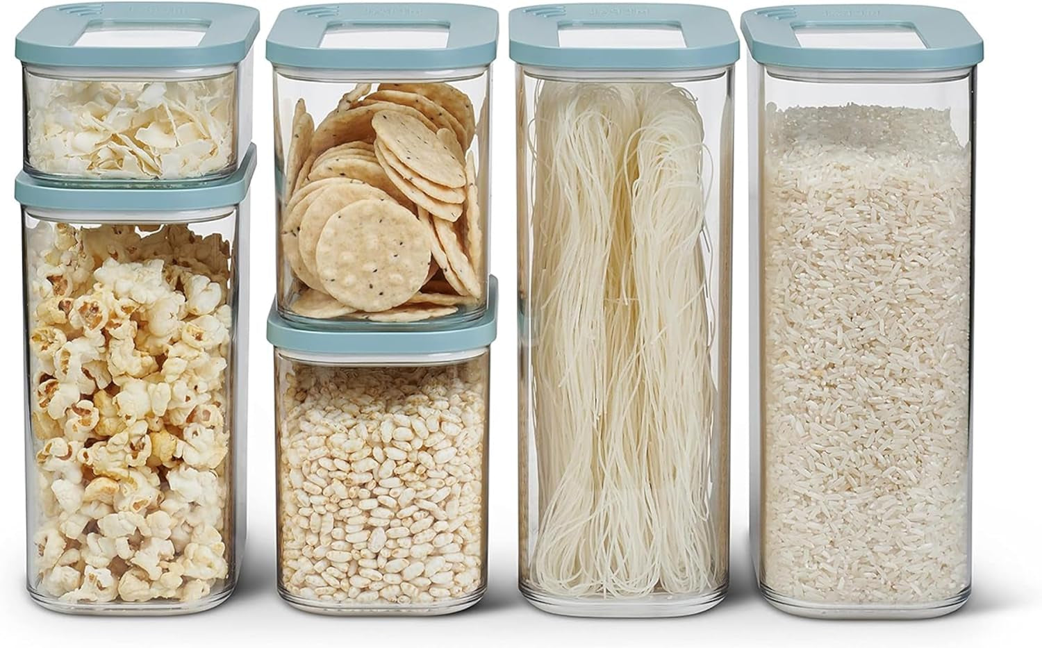Mepal Set mit 6 Vorratsgläsern mit Deckel – rechteckige Lebensmittelbehälter – Küchen-Organizer aus Kunststoff – luftdichte Vorratsbehälter – 2 x 2000 ml, 2 x 1000 ml, 1 x 1500 ml und 1 x 425 ml – Weiß Naty Shop Frischhaltedosen Nordic Green 6-teiliges Set