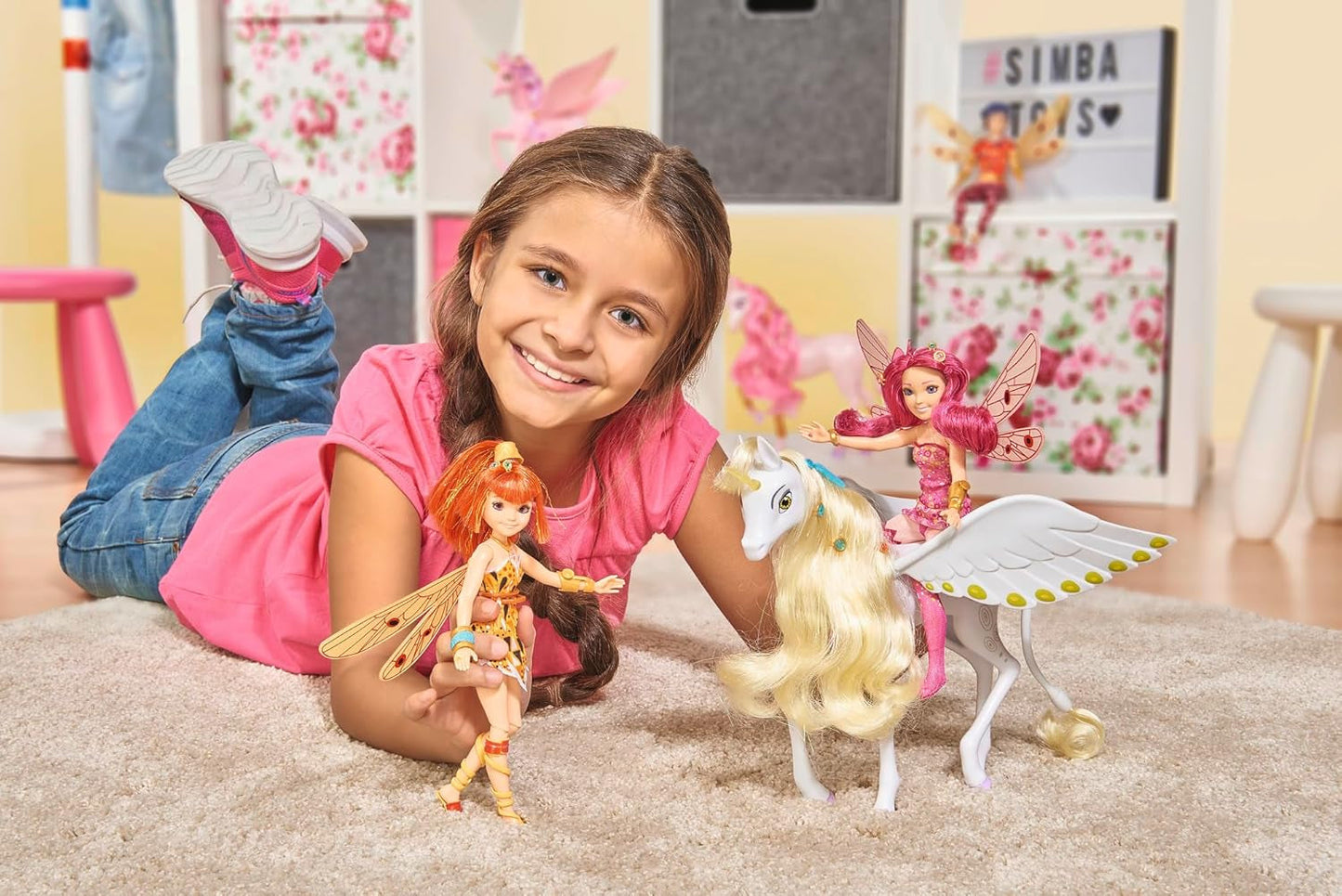 Simba 109480093 – Mia and Me Einhorn Onchao, mit beweglichen Flügeln, Haarspangen, Stylingbürste, Spielzeugpferd, Pony, Centopia, ab 3 Jahren, Pink