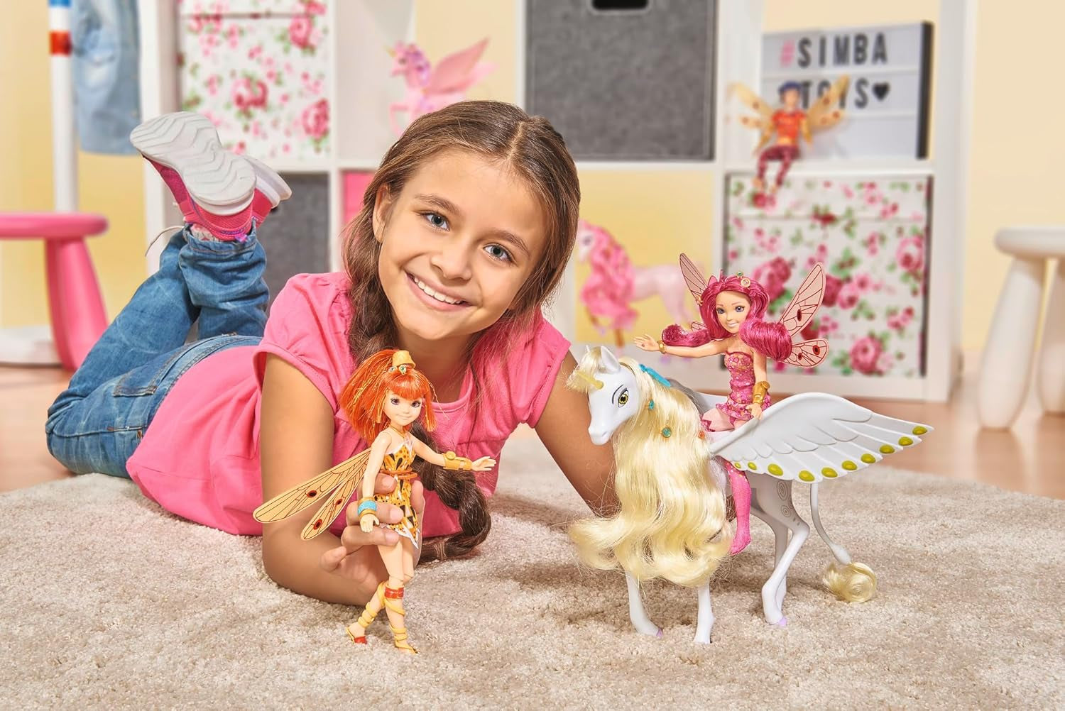 Simba 109480093 – Mia and Me Einhorn Onchao, mit beweglichen Flügeln, Haarspangen, Stylingbürste, Spielzeugpferd, Pony, Centopia, ab 3 Jahren, Pink
