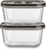 Caso Vacu OneTouch Eco Set, manuelles Vakuumiergerät, inklusive 3 Glas-Vakuumbehälter und VacuBoxx Eco-Duo S – Vakuum-Frischebehälter / 2 Behälter mit je 500 ml Frischhaltedosen Naty Shop