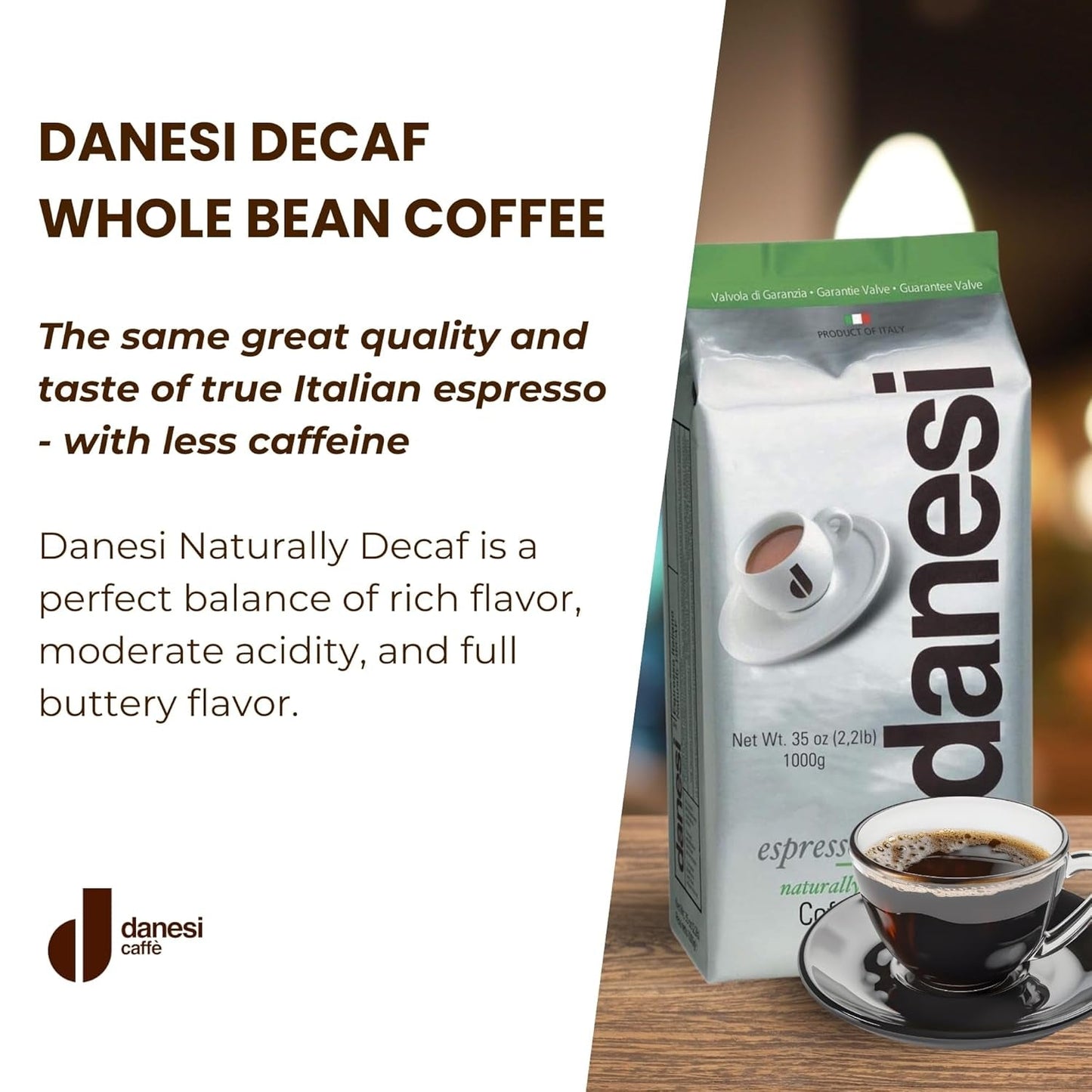 Danesi Decafeinato (entkoffeiniert), Bohnen, 1er Pack (1 x 1 kg)