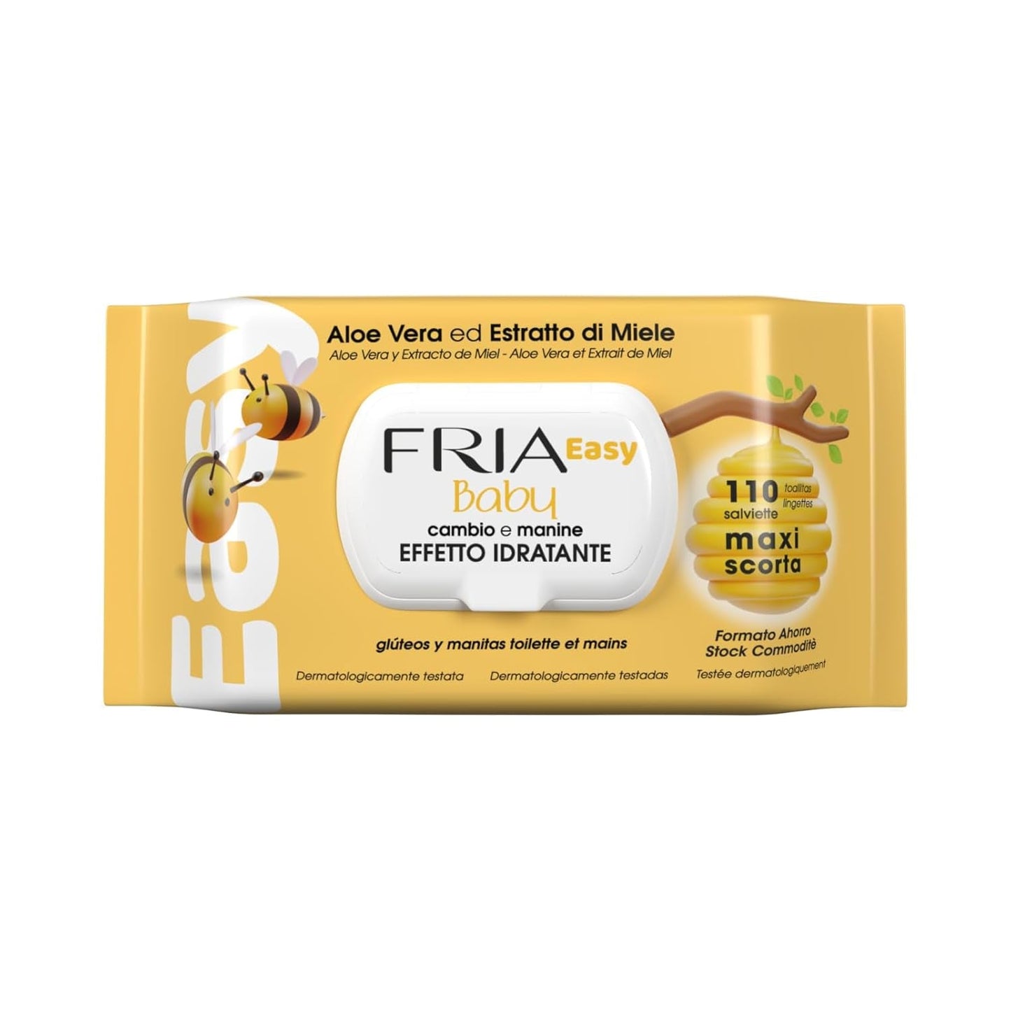 Easy Baby Feuchttücher mit Aloe Vera und Honigextrakt, feuchtigkeitsspendend für die Haut, dermatologisch getestet, Packung mit 20 Tüchern