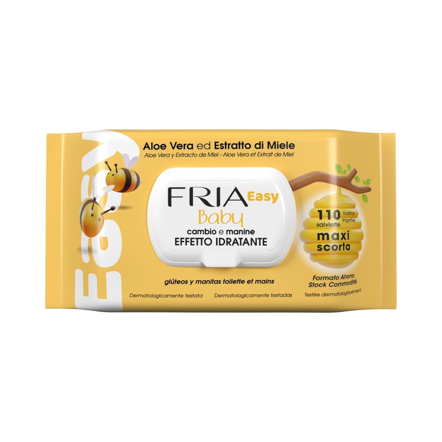 Easy Baby Feuchttücher mit Aloe Vera und Honigextrakt, feuchtigkeitsspendend für die Haut, dermatologisch getestet, Packung mit 20 Tüchern