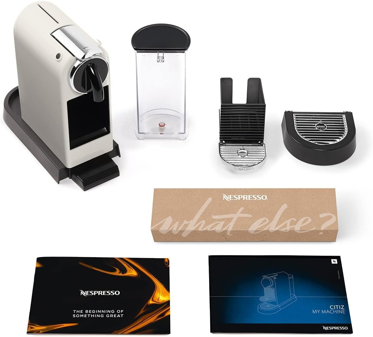 Nespresso EN167.W Citiz Kapsel-Espressomaschine, Hochdruckpumpe und ideale Temperaturkontrolle, ohne Aeroccino (Milchschäumer), Energiesparfunktion, 1260 W, Cremeweiß, 37,4 x 11,9 x 25,5 cm