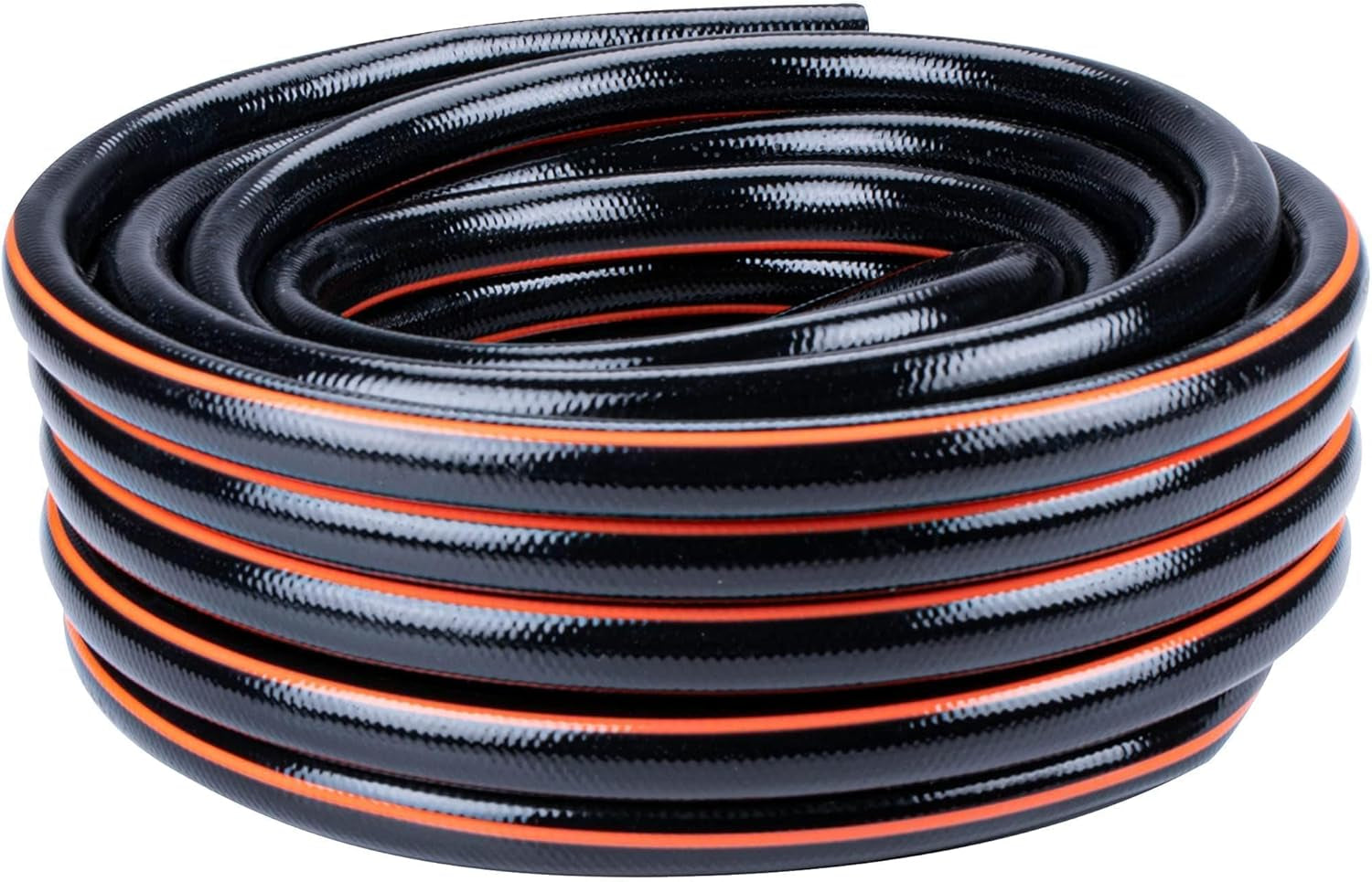 BLACK+DECKER Gartenschlauch 15 Meter – Ø19MM – Strapazierfähiges PVC – Den Garten bewässern, das Auto waschen, den Pool füllen – Kompatibel mit jedem Standard-Wasserhahn – Schwarz/Orange