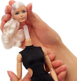 Barbie Basics Modell 2 Sammlerpuppe mit blonden Haaren, schwarzem Minikleid und Gladiatorstiefeln, Einheitsgröße, beweglicher Körper und austauschbarer Kopf, JBH71