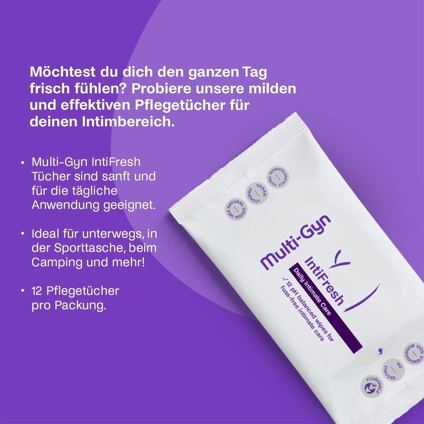 Multi-Gyn Intifresh, Intimtücher zur äußerlichen Anwendung, 12 Feuchttücher
