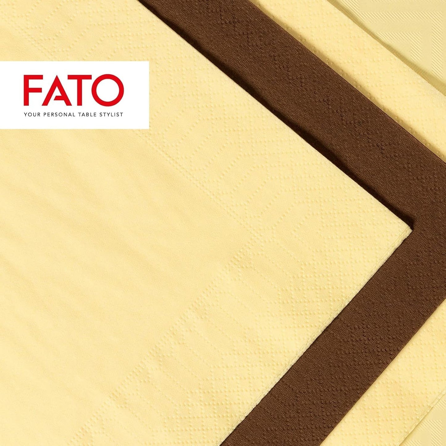 Fato – Einweg-Papierservietten, ideal für zwanglose Mittagessen und Buffets, Packung mit 50 Servietten, Größe 33 x 33, 4-fach gefaltet, 2-lagig, Champagnerfarbe, 100 % reines Zellulosepapier, FSC