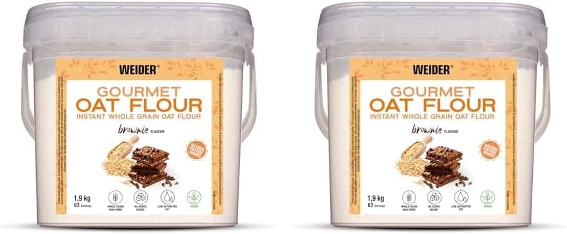 Weider Gourmet Haferflocken (1,9 kg) Brownie-Geschmack. Vollkorn-Haferflocken. Proteinquelle mit niedrigem Zuckergehalt.