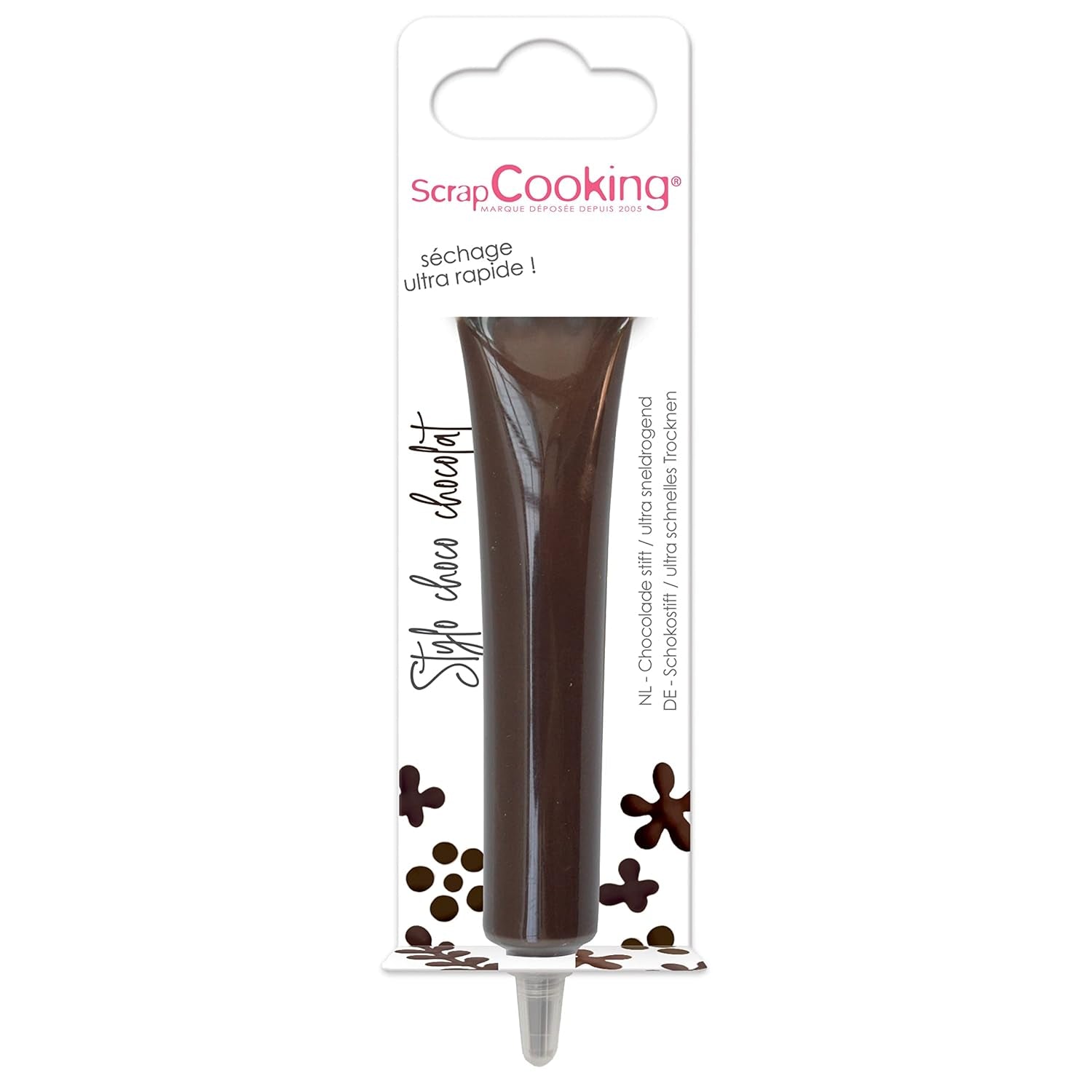 Scrapcooking – Brauner Schokoladenstift – Schokoladen-Schreibzucker 25 g – Essbarer dekorativer Zuckerstift – Schreiben und Zeichnen – Beschriften von Fondant, Zuckerguss, Kuchen – 6801