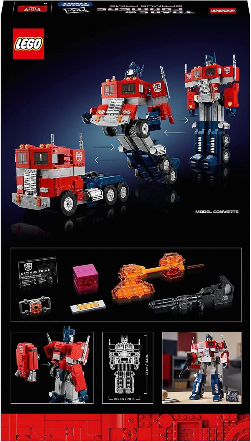 LEGO 10302 Icons Optimus Prime Set, 2-in-1-Roboterfigur und Modell-Truck, Transformers-Spielzeugmodellbausatz für Erwachsene, Geburtstags- oder Weihnachtsgeschenk für Männer, Frauen, Sie und Ihn. Bausets Besuchen Sie den LEGO-Store