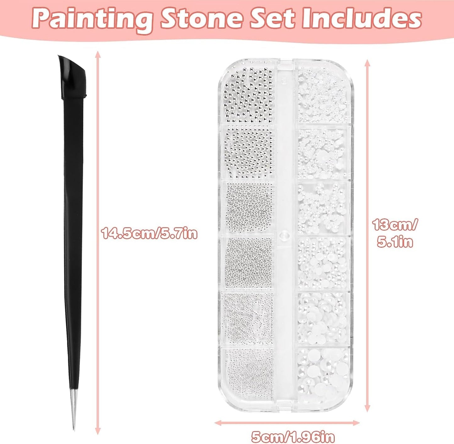 2 Boxen Nail Art Strasssteine, Mit Tweezers Nägel Flatback Perlen Nail Charms Mit Kristallen Nagelzubehör Diamanten Edelstahl-Perlen Für Nagelschmuck