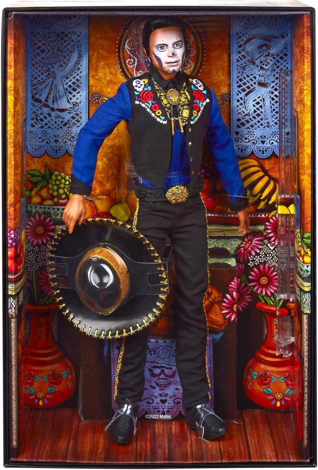 Ken Barbie 2022 Día De Muertos Puppe mit Hemd, Weste und Sombrero, Calavera-Gesichtsbemalung, Geschenk für Sammler