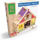 Marionetten-Holzspielzeug – Puppenhaus aus Holz mit Möbeln und Puppen – 11 Stück Puppenhäuser Naty Shop