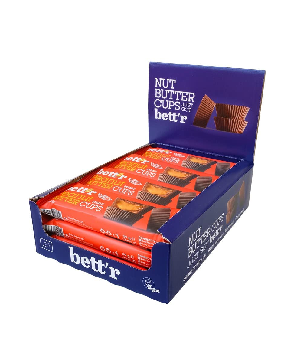 Bio-Haselnuss-Butterblumen ohne Schuldgefühle von Bett'r. 100 % vegan, glutenfrei und laktosefrei – 12 x 39 g