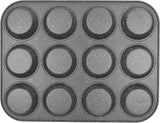 Pure Roq Muffinform für 12 Muffins, Aluminium, schwarze Formen und Backbleche Naty Shop
