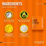 GYADA COSMETICS, Haarmaske aus leichtem und revitalisierendem Material, verleiht Glanz und Geschmeidigkeit, nährende und reparierende Wirkung, mit Thermokappe, auf Basis von Kokosöl und Avocado, 60 ml Naty Shop Haarmaske