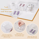 INMORVEN Nagel-Aufbewahrungsbox-Set – 14 transparente Nagelboxen + 1 große Box und 60 Klebescheiben – ideal für die Aufbewahrung von künstlichen Nägeln, Gel-Nagelzubehör und Nagellack (14 Stück in einer Schicht).
