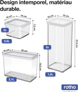 Rotho Loft 5er-Set Vorratsdosen mit Deckel, verschiedene Größen, BPA-freier Lebensmittelkunststoff (PP), transparent/rot, (21,4 x 21,4 x 23,5 cm) Frischhaltedosen Naty Shop