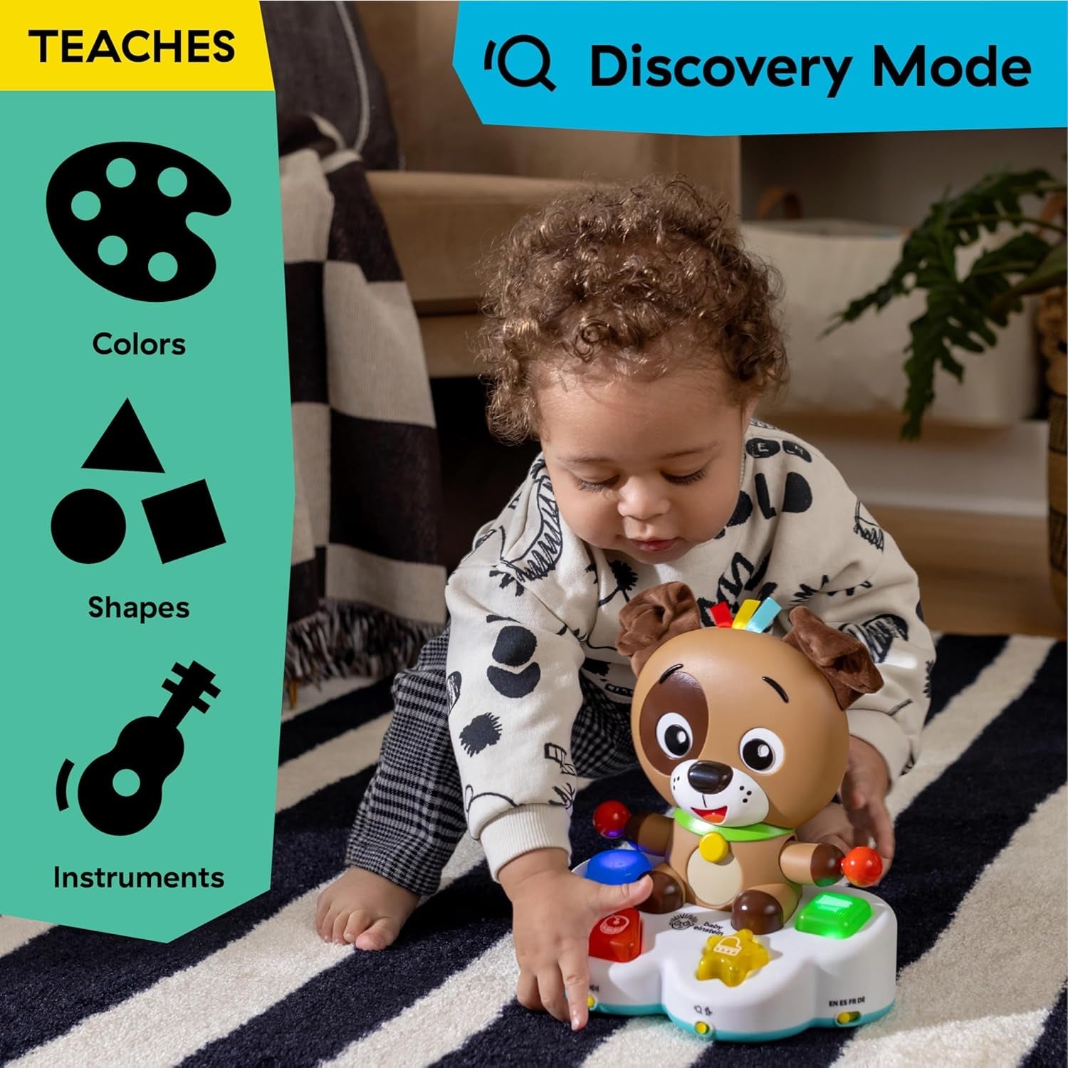 Baby Einstein, Drum & Learn Dean Musikalisches Lernspielzeug – Multisensorisches Babyspielzeug, 2 Spielmodi, Farben, Formen und Instrumente, über 50 Geräusche, ab 6 Monaten Babyspielzeug Naty Shop
