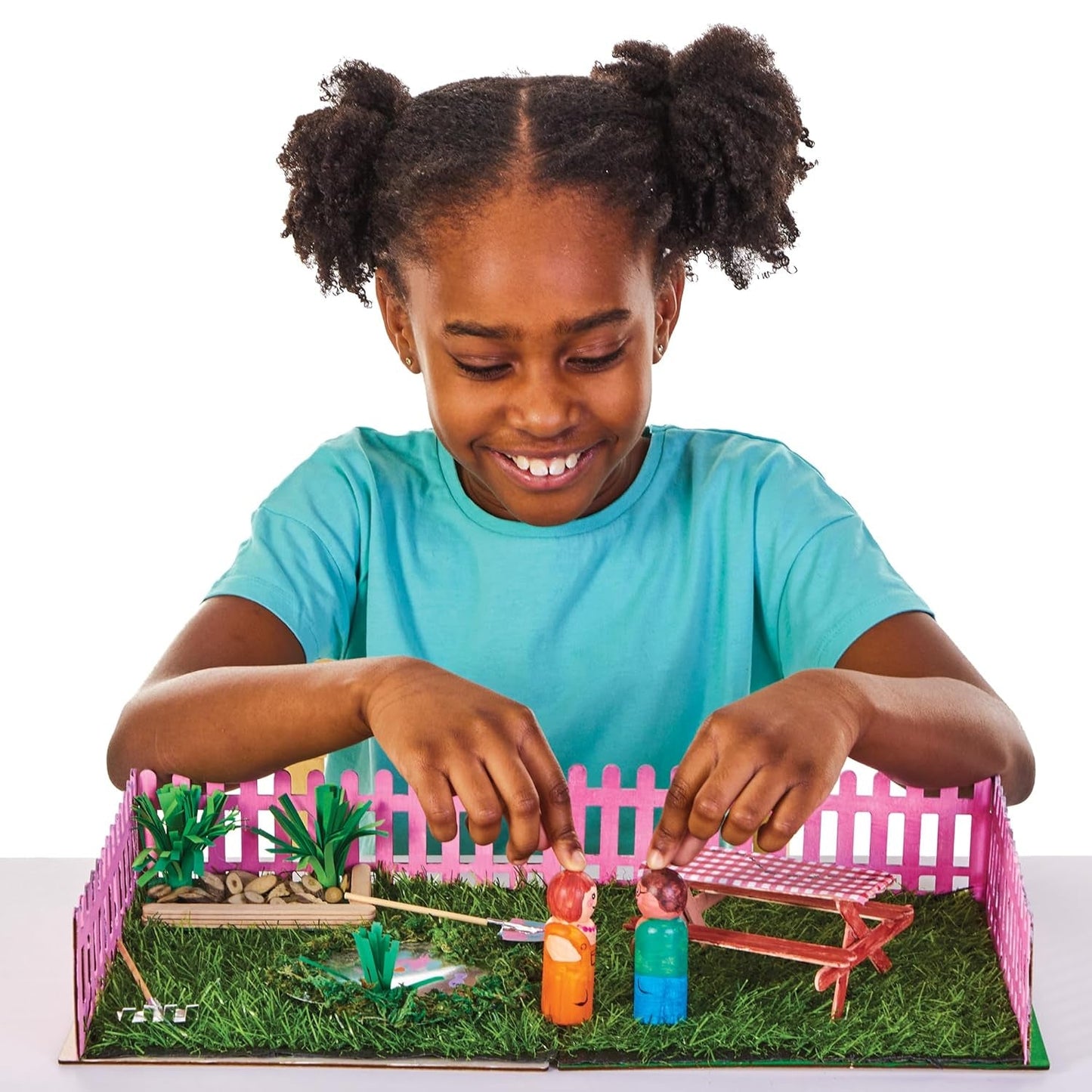 Baker Ross FN256 Mini-Garten-Puppenhaus aus Holz – 1 Packung Kinder-Puppenhaus-Set, Bastelset