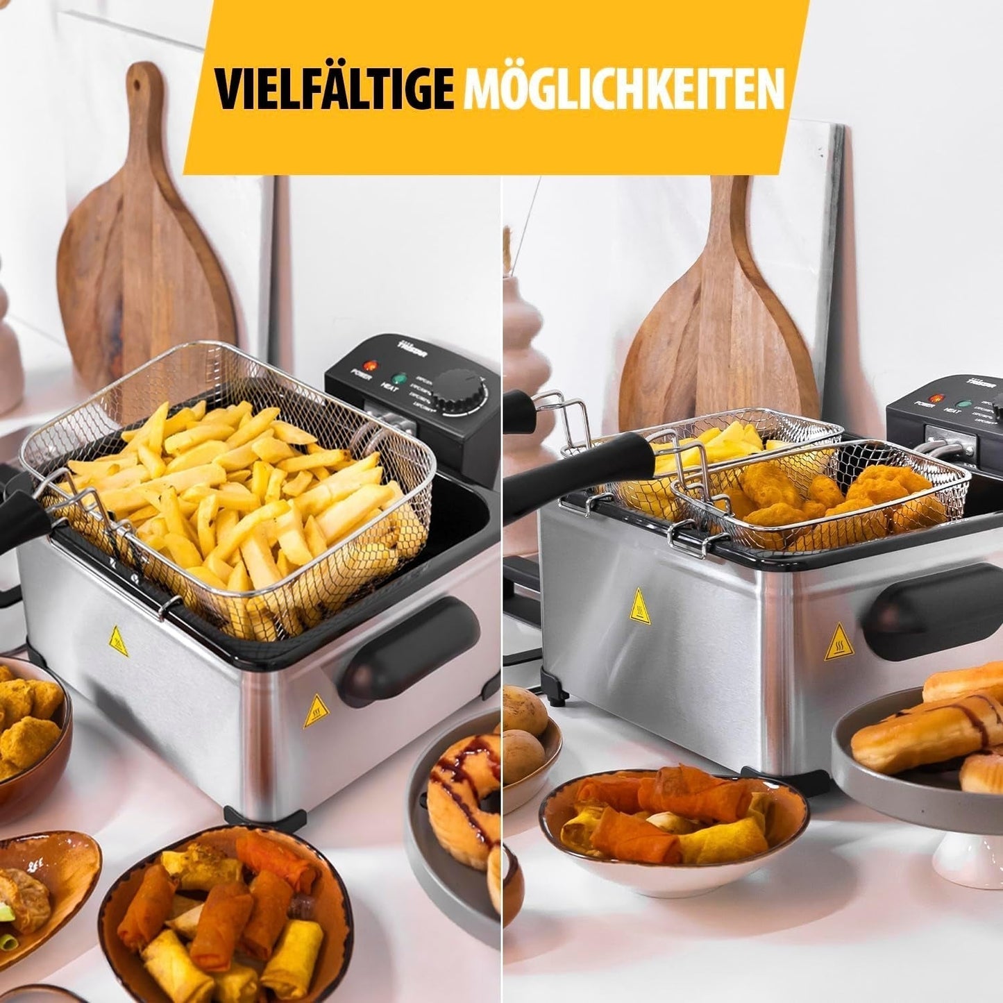 Tristar-Fritteuse, 1 großer Korb und 2 kleine Körbe, einstellbarer Thermostat, Kühlzone, 5 Liter, 2000 W, FR-6949 Appliances Naty Shop