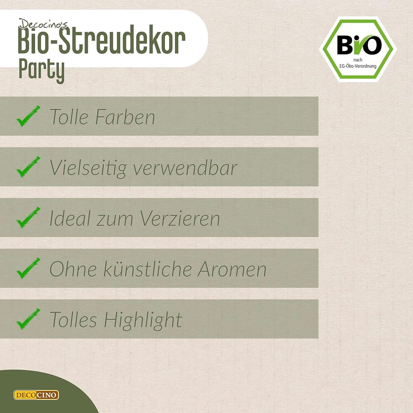 DECOCINO Bio-Dextrose-Vegan-Zuckerstreusel, 60 Gramm Streusel Naty Shop